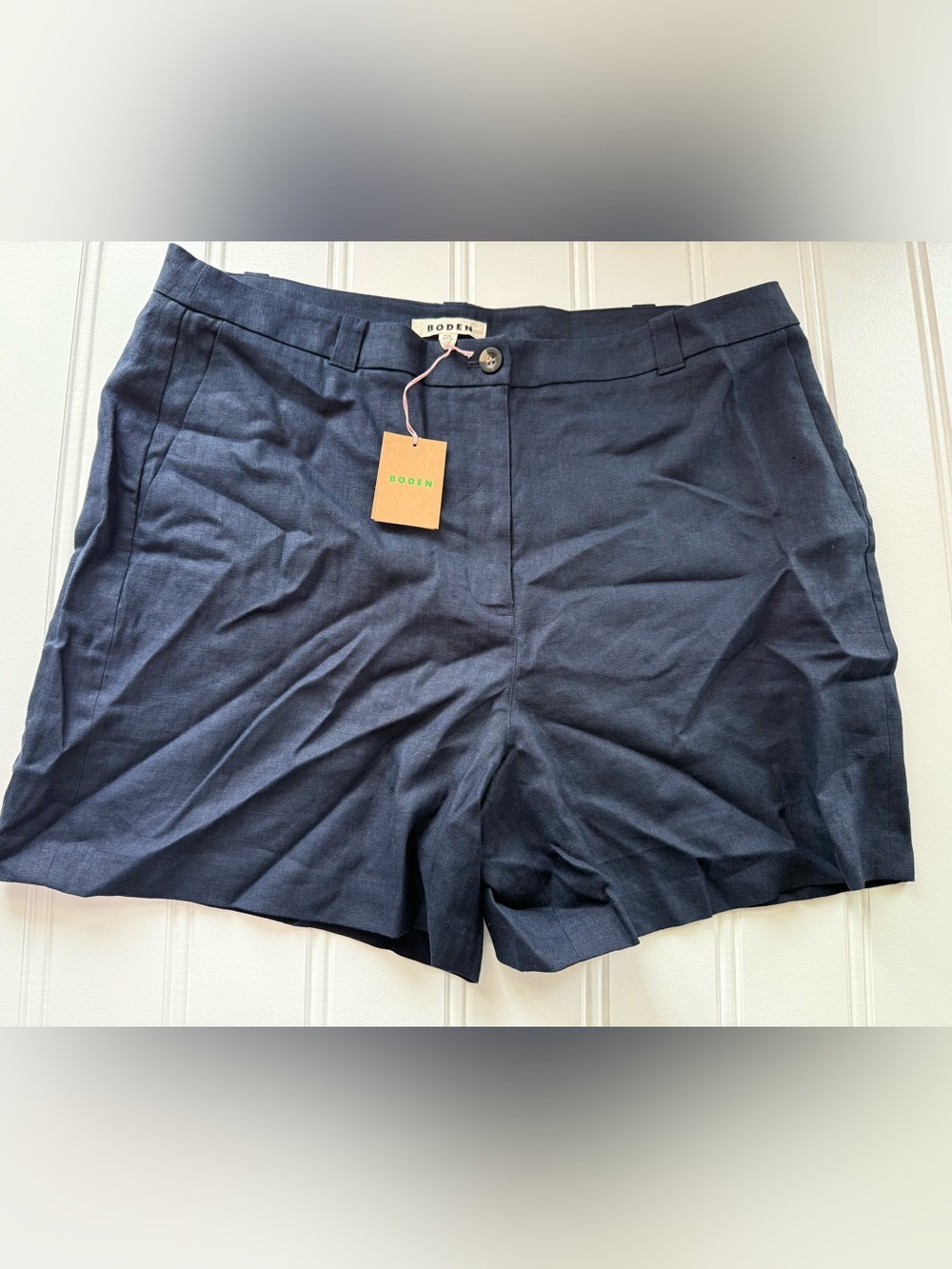 Boden Westbourne Linen Shorts US 20-22 Women Navy Blue 6” Plus NEW